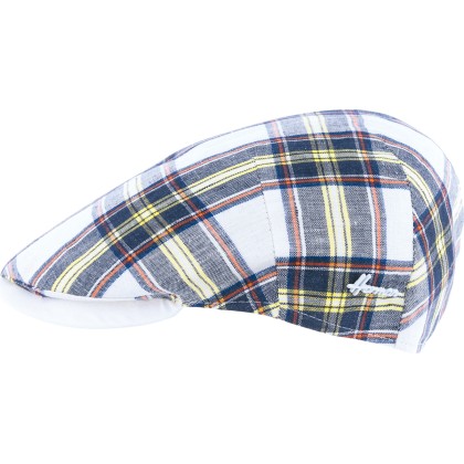 Casquette plate à carreaux visière unie