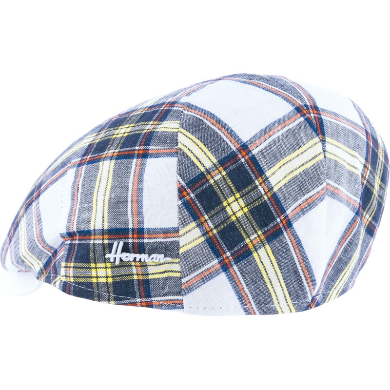 Casquette plate à carreaux visière unie