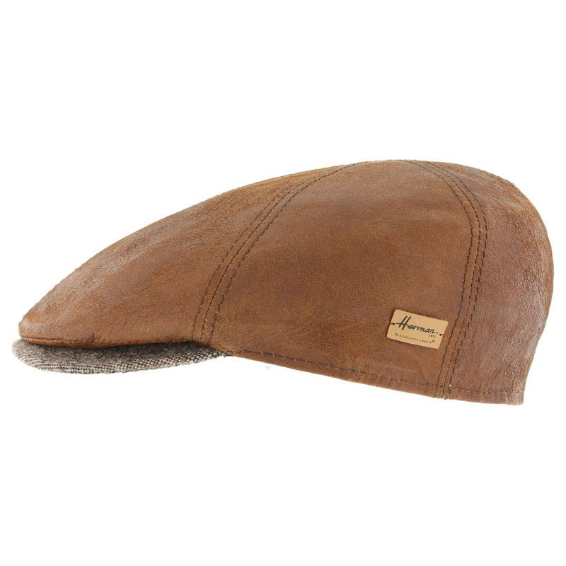 Casquette 6 côtes slim cuir vintage