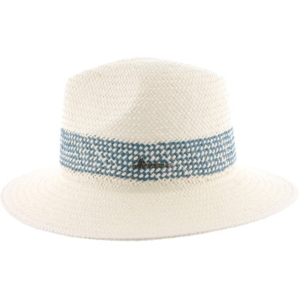 Chapeau grand bord en paille papier bicolore avec cordon de serrage in