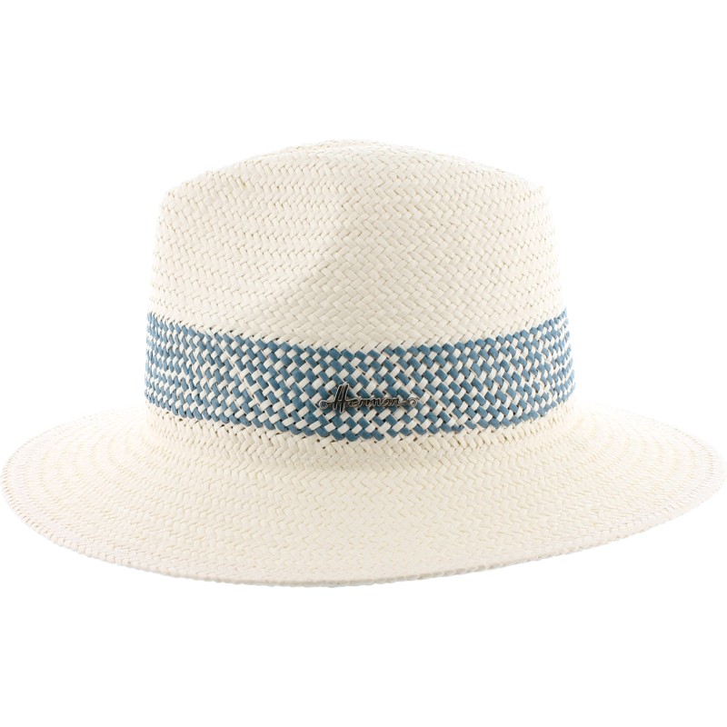 Chapeau grand bord en paille papier bicolore avec cordon de serrage in