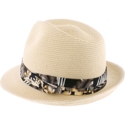 petit chapeau en paille papier ceinture exotique