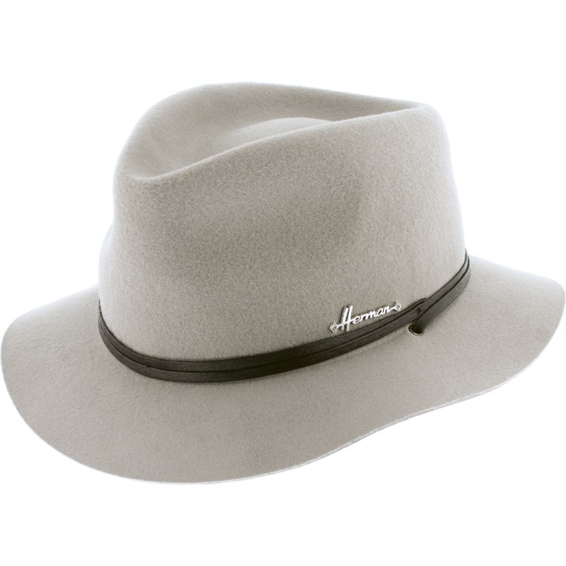 Chapeau feutre 90gr petit bord uni avec fine ceinture et jugulaire imi