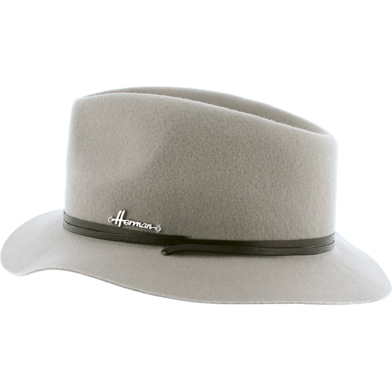 Chapeau feutre 90gr petit bord uni avec fine ceinture et jugulaire imi