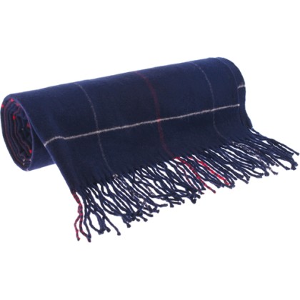 echarpe hiver a franges motif tartan marine