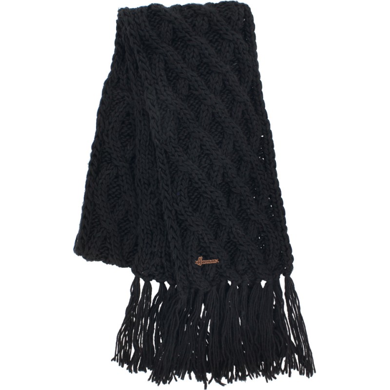 echarpe hiver a franges et grosse maille torsadee