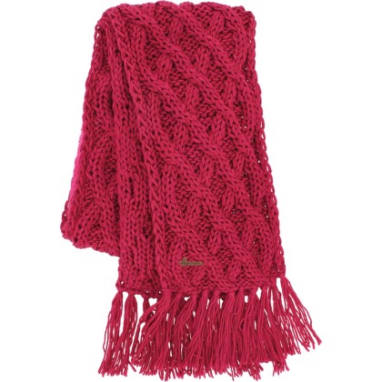 echarpe hiver a franges en grosse maille torsadee