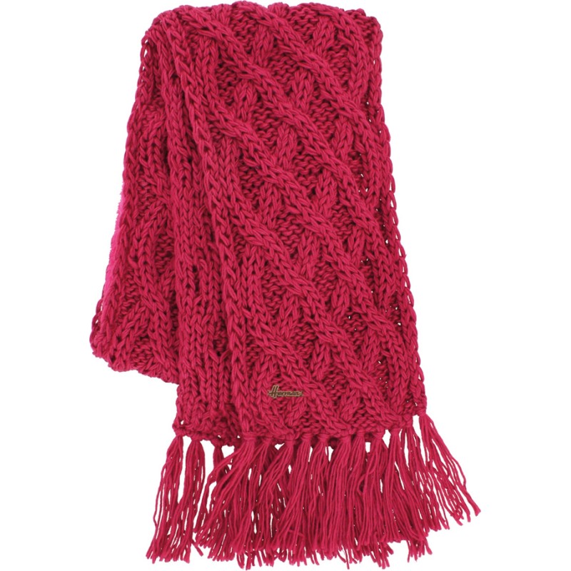 echarpe hiver a franges en grosse maille torsadee