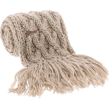 echarpe hiver a franges en grosse maille torsadee