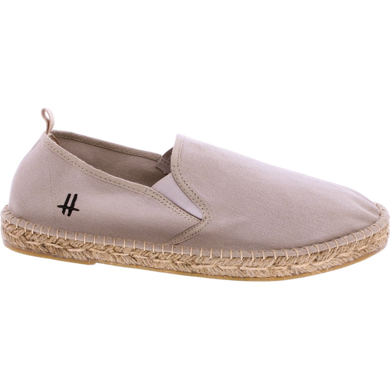 Espadrilles en coton avec semelle épaisse et talon en cuir, bandes éla