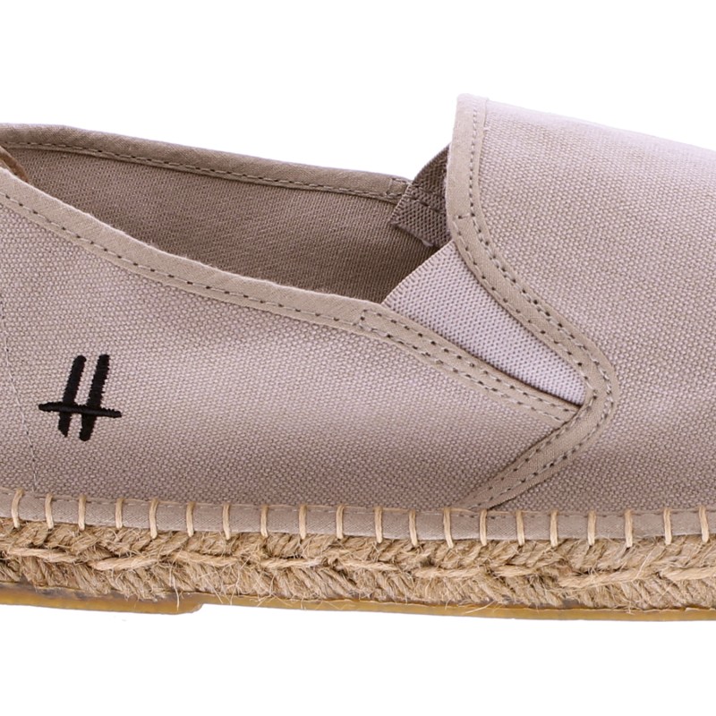 Espadrilles en coton avec semelle épaisse et talon en cuir, bandes éla