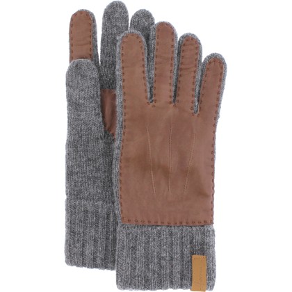 Gant adulte homme en maille fine tricotée recouvert des pièces de cuir