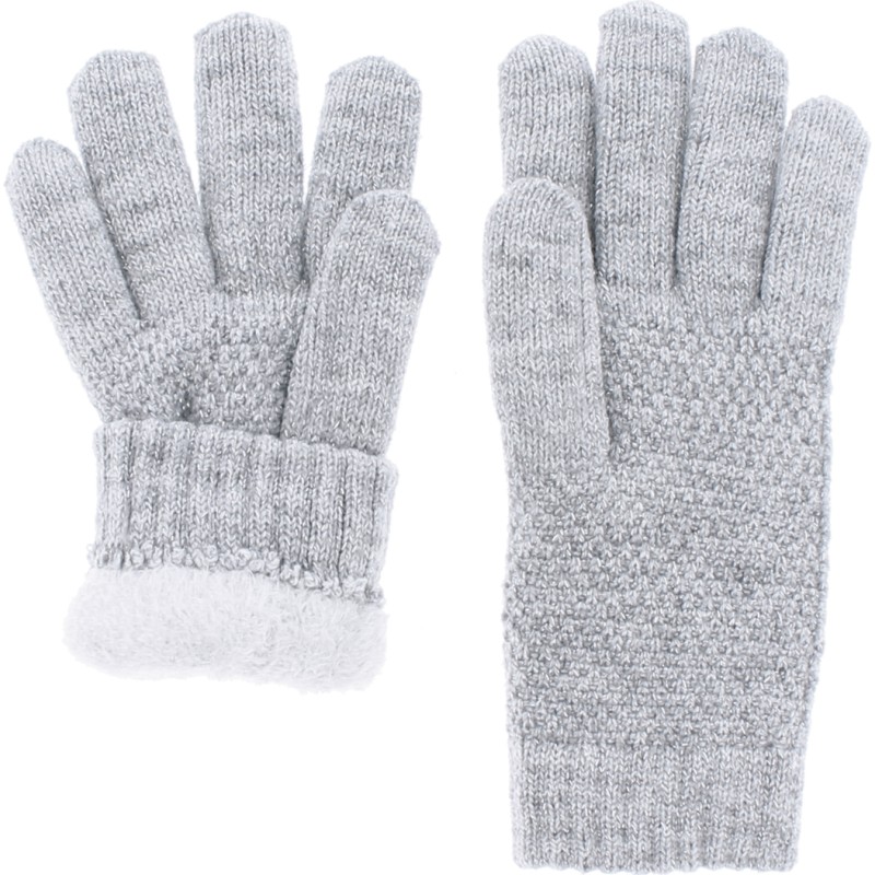 gant femme en maille avec doublure en plush teddy doux