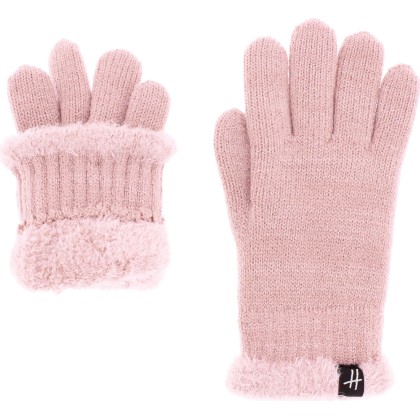 Gants enfant en maille unie avec lurex, poignet et doub