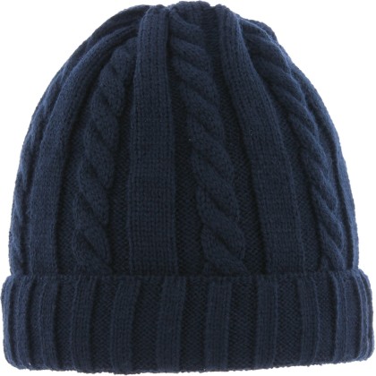 bonnet hiver en maille avec revers et doublure en plush