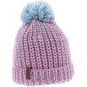 BONNET LONG CHINE BICOLORE AVEC REVERS ET POMPON FIL DOUBLE PLUSH