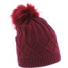 BONNET LONG UNI TORSADE AVEC POMPON FAUSSE FOURRURE DOUBLE EN MICRO PL
