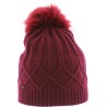 BONNET LONG UNI TORSADE AVEC POMPON FAUSSE FOURRURE DOUBLE EN MICRO PL