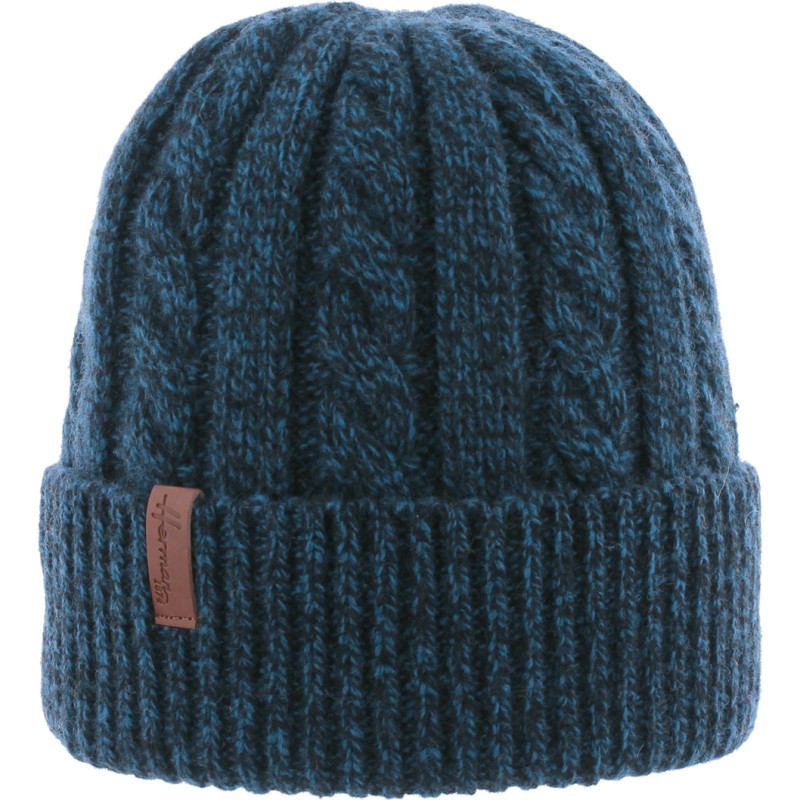 Bonnet adulte en laine d'agneau torsadée chiné avec revers