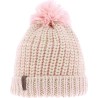 BONNET LONG CHINE BICOLORE AVEC REVERS ET POMPON FIL DOUBLE PLUSH