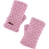 mitaines en maille torsadee doublure interieure en plush, coloris rose