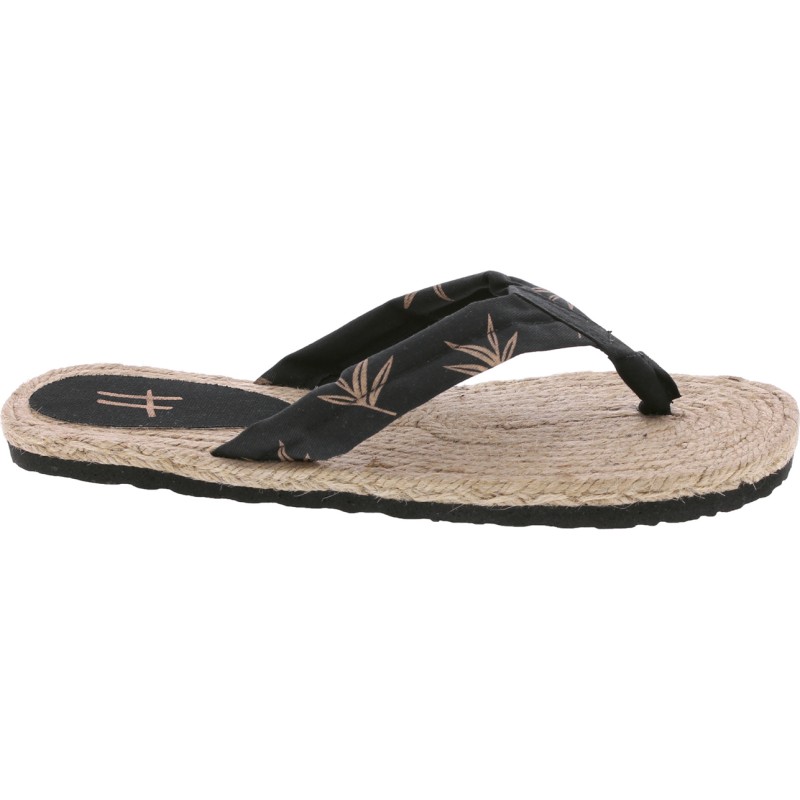Tong à semelle type espadrille, tissu à motif