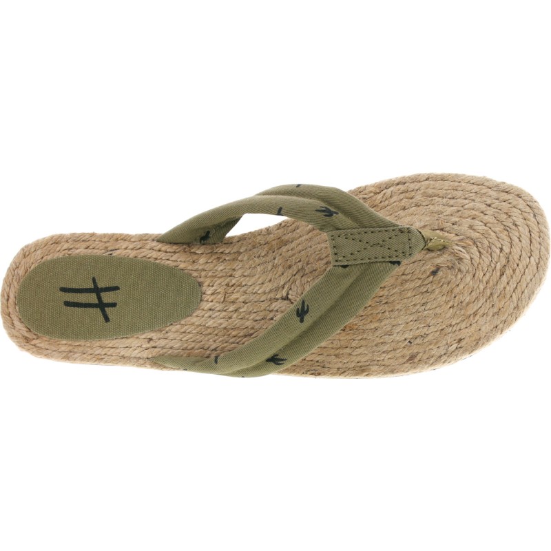 Tong à semelle type espadrille, tissu à motif