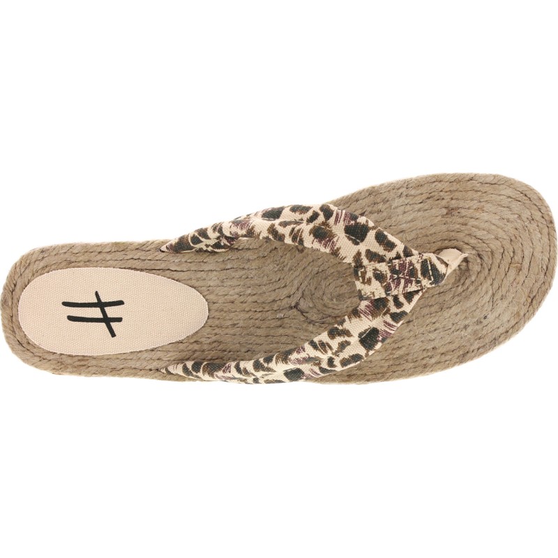 Tong à semelle type espadrille, tissu à motif
