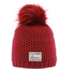BONNET LONG CHINE BICOLORE AVEC POMPON FAUSSE FOURRURE DOUBLE PLUSH