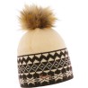 bonnet pompon et motif geometrique jacquard