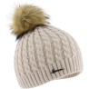 Bonnet torsadé uni avec pompon en fausse fourrure doublé micro plush