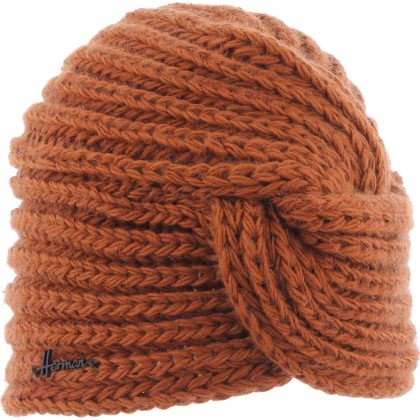 Bonnet turban en maille uni croisé sur l'avant doublé plush
