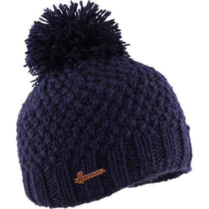 Bonnet tricot uni avec pompon doublé plush