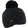 Bonnet tricot torsadé uni avec pompon doublé plush