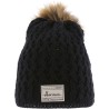 Bonnet long en tricot uni avec badge rectangulaire et pompon fausse fo