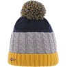 Bonnet rayé tricolore avec pompon multicolore doublé plush