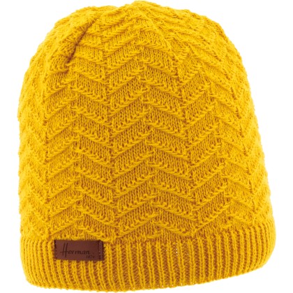 Bonnet adulte rond avec une maille fine en chevron.