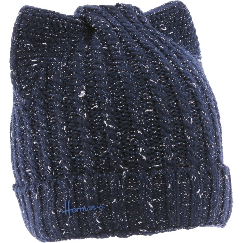 Bonnet uni avec fil lurex en forme de tête de chat doublé plush