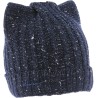 Bonnet uni avec fil lurex en forme de tête de chat doublé plush
