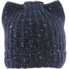 Bonnet uni avec fil lurex en forme de tête de chat doublé plush