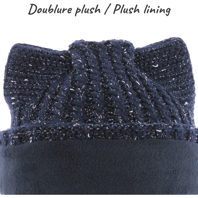 Bonnet uni avec fil lurex en forme de tête de chat doublé plush