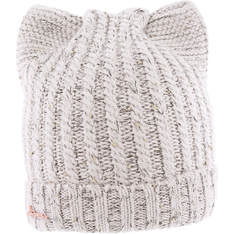 Bonnet uni avec fil lurex en forme de tête de chat doublé plush