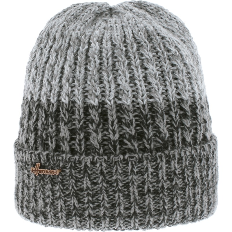 Bonnet adulte en maille torsadée bicolore avec revers et doublure en p