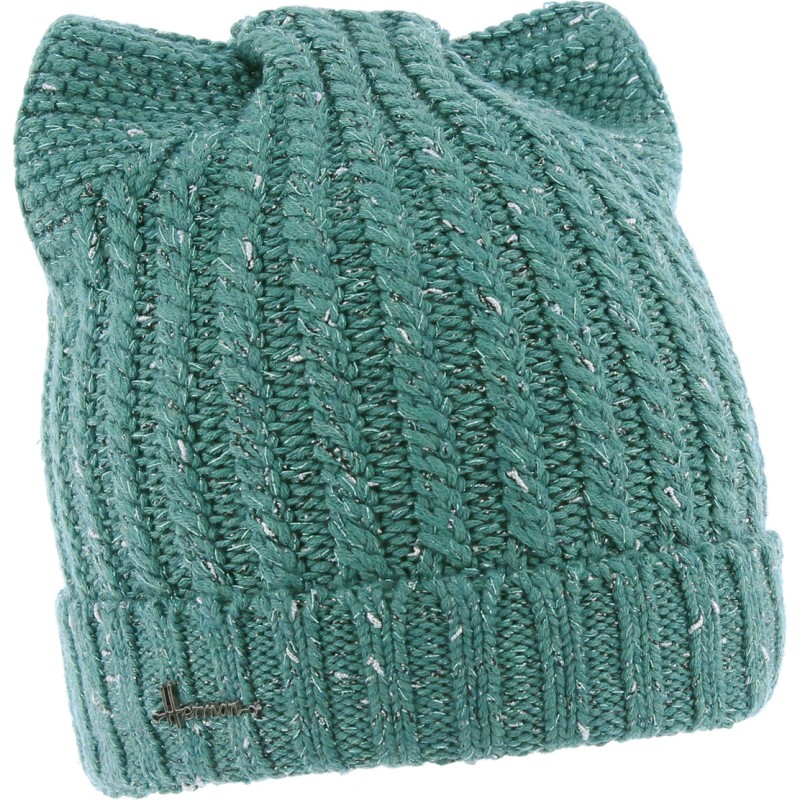 Bonnet uni avec fil lurex en forme de tête de chat doublé plush