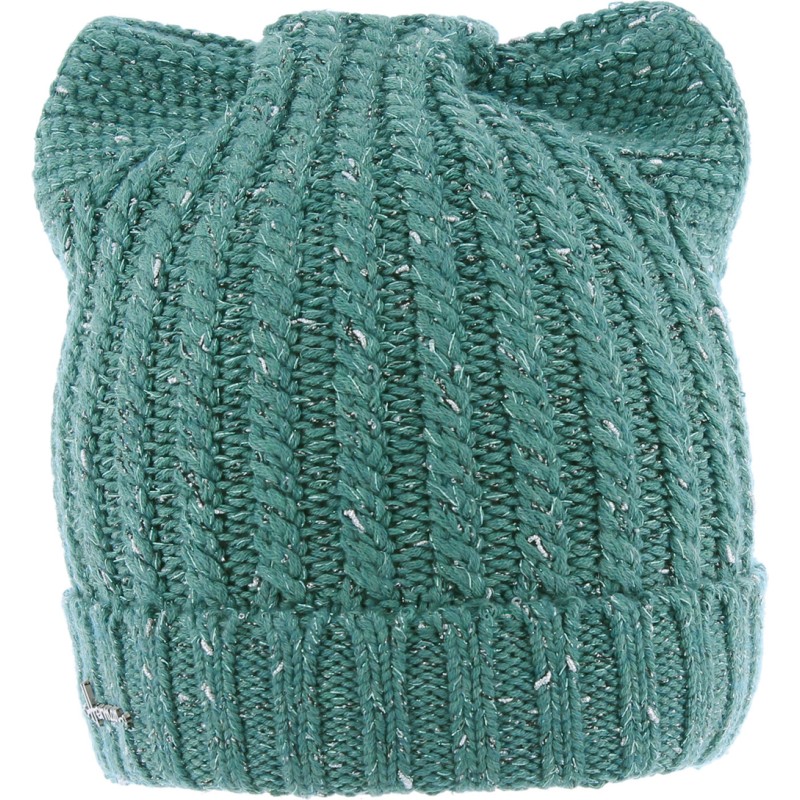 Bonnet uni avec fil lurex en forme de tête de chat doublé plush