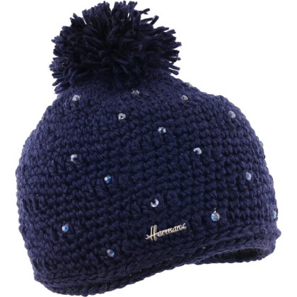Bonnet avec strass et pompon