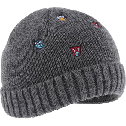 Bonnet uni en maille avec broderie doublé micro plush