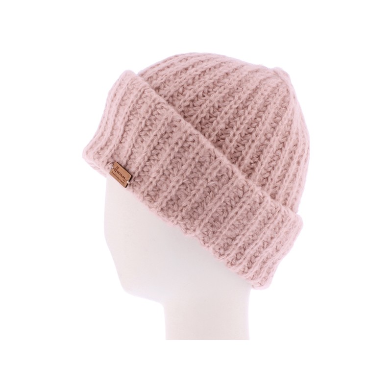 bonnet femme hiver chaud en maille et revers herman 1874