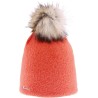 Bonnet en nylon uni très souple avec pompon fausse fourrure