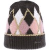 Bonnet motif losanges avec lurex et revers